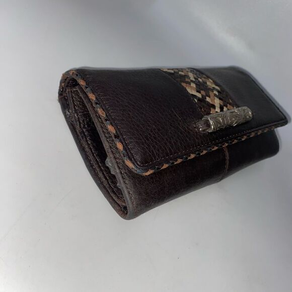 Brighton Leather Weave Wallet Brown - Picture 3 of 8